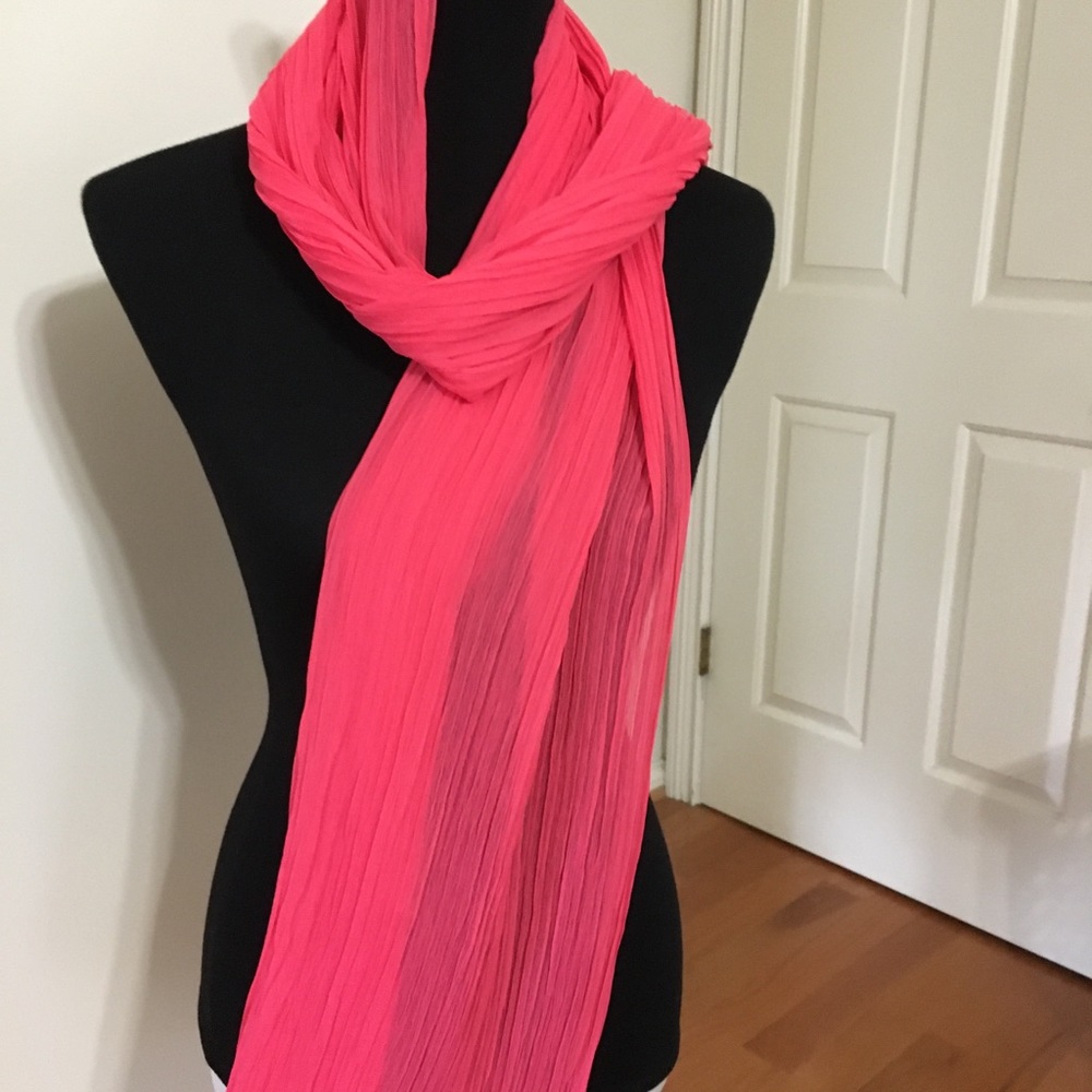 Access Coral Pink crinkle pleated scarf